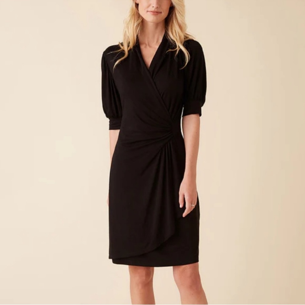 Stunning and comfy Karen Kane Black Ruched Wrap dress EUC
